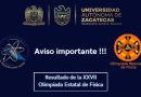 Resultados de la XXVII Olimpiada Estatal de Física